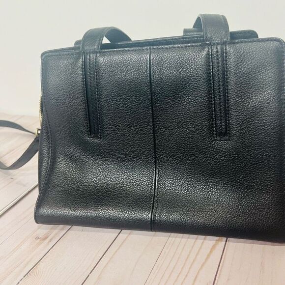 Kate Spade Grey Street Dominique Black Leather Satchel Purse Gold Hardware Tasse - Picture 7 of 15